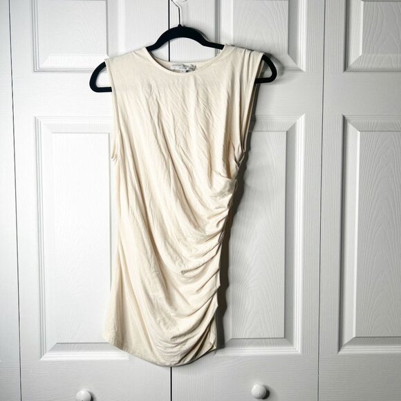 Marina Moscone Collective Cream Sleeveless Ruched Tank Top Women's Size Large L - Picture 1 of 9